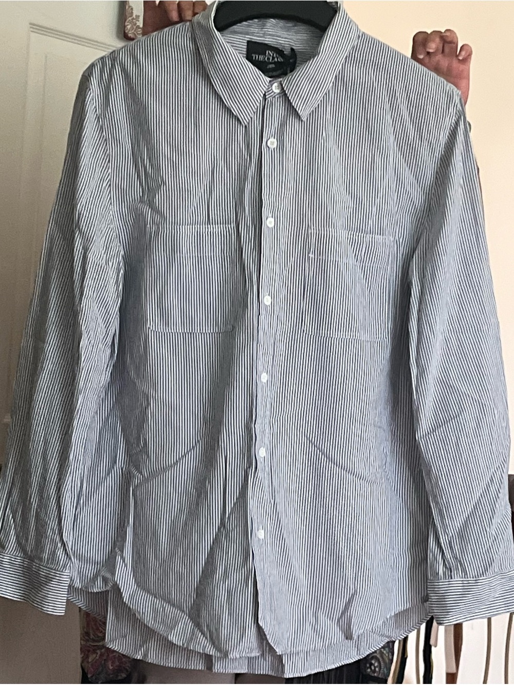 Zara Cotton “Into the Classics” Blue & White PinStriped Button-Down Shirt